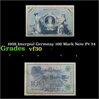 1908 Imerpial Germnay 100 Mark Note P# 34 Grades v