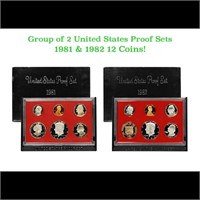 Group of 2 United States Mint Proof Sets 1981-1982