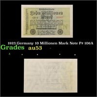 1923 Germany 10 Millionen Mark Note P# 106A Grades