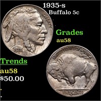 1935-s Buffalo Nickel 5c Grades Choice AU/BU Slide