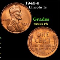 1949-s Lincoln Cent 1c Grades GEM+ Unc RB