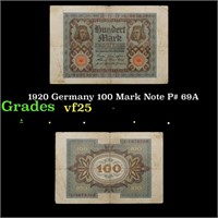 1920 Germany 100 Mark Note P# 69A Grades vf+
