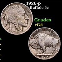1928-p Buffalo Nickel 5c Grades vf+
