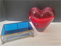 Murano Heart Vase & Dresser Box