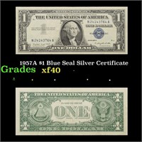 1957A $1 Blue Seal Silver Certificate Grades xf