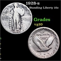 1928-s Standing Liberty Quarter 25c Grades vg+
