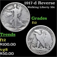 1917-d Reverse Walking Liberty Half Dollar 50c Gra