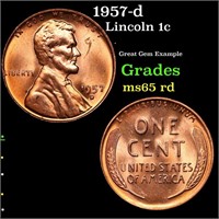 1957-d Lincoln Cent 1c Grades GEM Unc RD