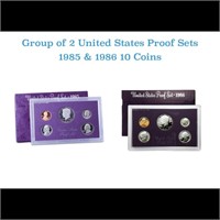 Group of 2 United States Mint Proof Sets 1985-1986