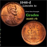 1946-d Lincoln Cent 1c Grades GEM Unc RB