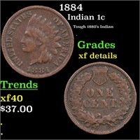 1884 Indian Cent 1c Grades xf details