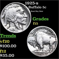 1925-s Buffalo Nickel 5c Grades f+