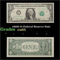 1969b $1 Federal Reserve Note Grades Gem CU