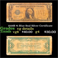 1928B $1 Blue Seal Silver Certificate Grades vg de