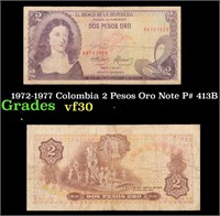 1972-1977 Colombia 2 Pesos Oro Note P# 413B Grades