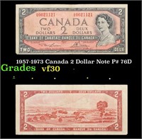 1957-1973 Canada 2 Dollar Note P# 76D Grades vf++