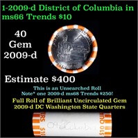 Washington 25c roll, 2009-d Columbia 50 pcs