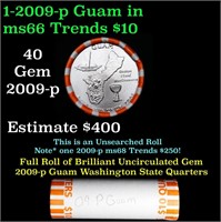 Washington 25c roll, 2009-p Guam 50 pcs