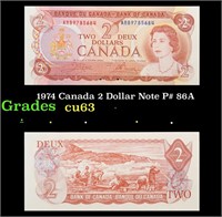 1974 Canada 2 Dollar Note P# 86A Grades Select CU