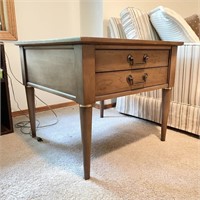 Mid Century Side Table w/ Leather Top