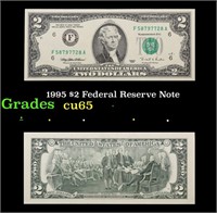 1995 $2 Federal Reserve Note Grades Gem CU