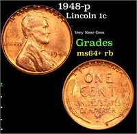 1948-p Lincoln Cent 1c Grades Choice+ Unc RB