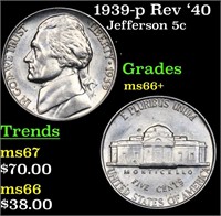 1939-p Rev '40 Jefferson Nickel 5c Grades GEM++ Un