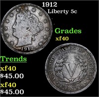 1912 Liberty Nickel 5c Grades xf