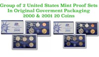Group of 2 United States Mint Proof Sets 2000-2001
