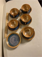 Japan orange and blue cup & saucers