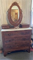 Antique Marble Mirror Top Dresser