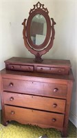 Antique Walnut/Oak Dresser with Mirror