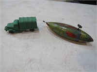 rubber truck & j.chein tin wind up toy