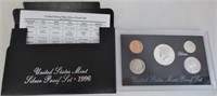 1996-S US 5-coin silver Proof set, 3 are 90%