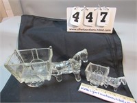 Glass Horse and Cart Trinket Holders NO SHIP