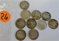 10 - 90% silver dimes, mixed dates