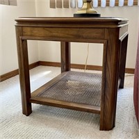Glass Top w/ Cane Bottom End Table