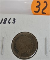 1863 Indian head cent, good