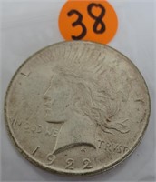 1922 Peace silver dollar, MS-62