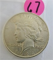 1924 Peace silver dollar, x-fine
