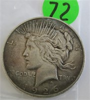 1926-D Peace silver dollar, very fine