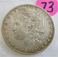 1891-O Morgan silver dollar, very fine
