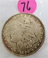 1896 Morgan silver dollar, very fine