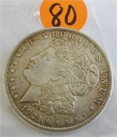 1921 Morgan silver dollar, x-fine