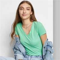 Women's Short Sleeve V-Neck Cropped T-Shirt-XL