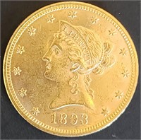 1893 $10 Liberty Head Gold MS65+ $12.5k