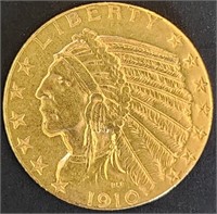 1910 $5 Indian Head Gold MS65+ $20k