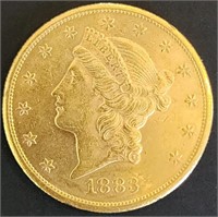 1883-S $20 Liberty Head Gold MS64+ $40k