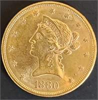 1880-S $10 Liberty Head Gold MS64+ $12.5k