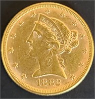 1882 $5 Liberty Head Gold MS66 $30k
